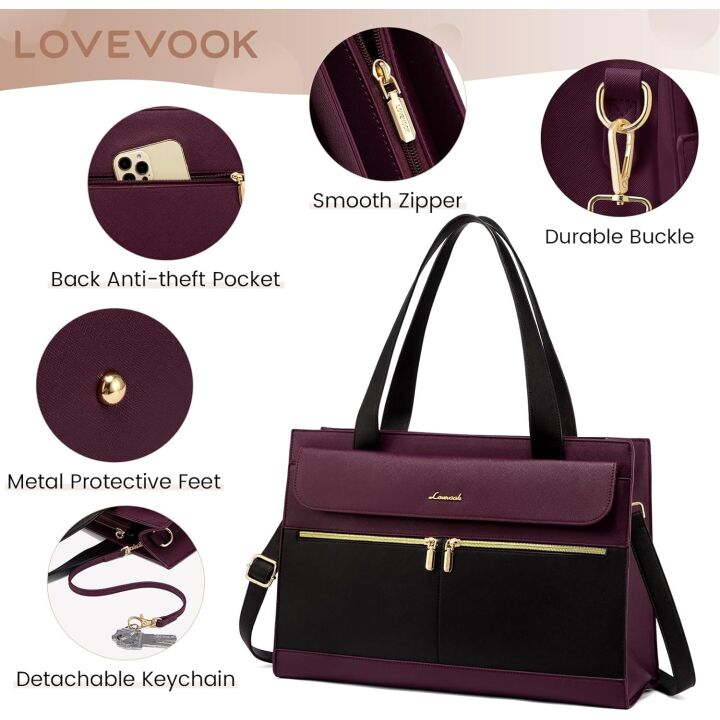 LOVEVOOK Women's 15.6 Inch Laptop Tote Bag