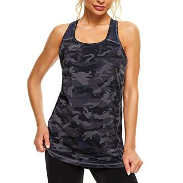 ARIOSEY Womens Yoga Shirts - Mesh Back Tank Top for Comfort