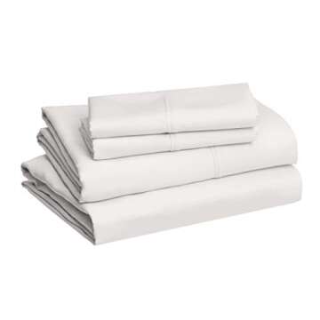 Amazon Basics 4 Piece Deluxe Microfiber Bed Sheets, King Size, Cream, Solid