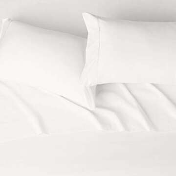 Amazon Basics 4 Piece Deluxe Microfiber Bed Sheets, King Size, Cream, Solid