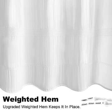 Seasonwood White Shower Curtain Farmhouse Shower Curtain Rustic Striped Cotton Blend Fabric Shower Curtain Heavy Weighted Bathroom Decor, 72 x 72