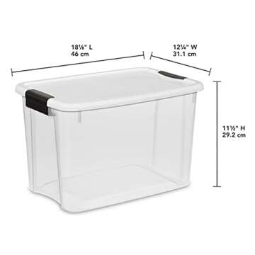 Sterilite 6-Pack Stackable Storage Bin with Lid, Clear Plastic Design, 30 Quart