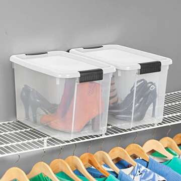 Sterilite 6-Pack Stackable Storage Bin with Lid, Clear Plastic Design, 30 Quart