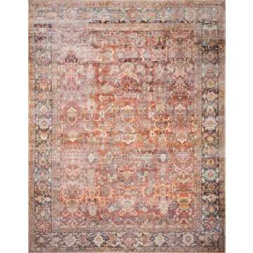 Loloi Layla Collection, LAY-02, Spice/Marine, 3'-6" x 5'-6", .13" Thick, Accent Rug, Soft, Durable, Vintage Inspired, Distressed, Low Pile, Non-Shedding, Easy Clean, Printed, Living Room Rug
