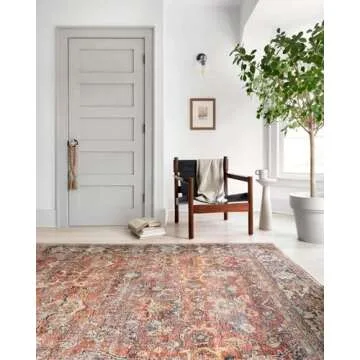 Loloi Layla Collection, LAY-02, Spice/Marine, 3'-6" x 5'-6", .13" Thick, Accent Rug, Soft, Durable, Vintage Inspired, Distressed, Low Pile, Non-Shedding, Easy Clean, Printed, Living Room Rug