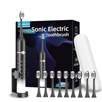 Seapeoa Electric Toothbrush - 10 Heads, Sonic Cleaning & Travel Case