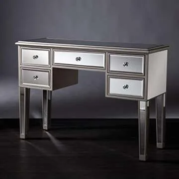 Furniture HotSpot Mirage Mirrored Console with Glam Style and 5 Drawers
