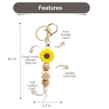 MyfavoriteK Flower Keychain Cute Silicone Beaded Keychain for Women Charms for Car Keys Holder Bag Purse