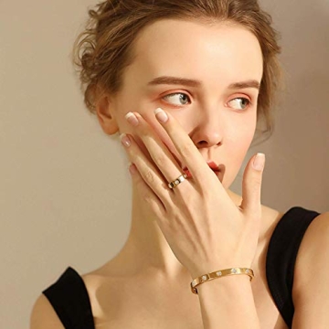 Aojun Gold Plated Titanium Steel Stacking Ring for Couples