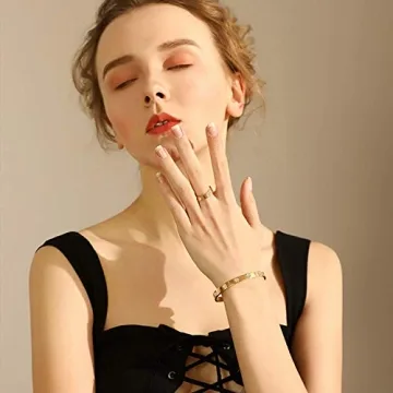 Aojun Gold Plated Titanium Steel Stacking Ring for Couples