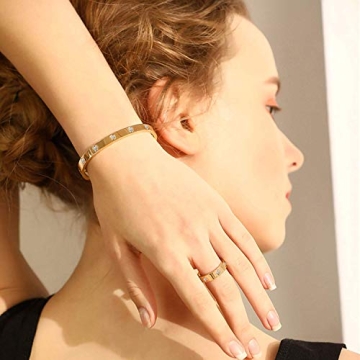 Aojun Gold Plated Titanium Steel Stacking Ring for Couples