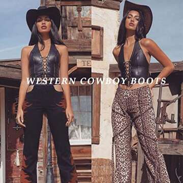 Stylish AMINUGAL Knee High Cowboy Boots For Women