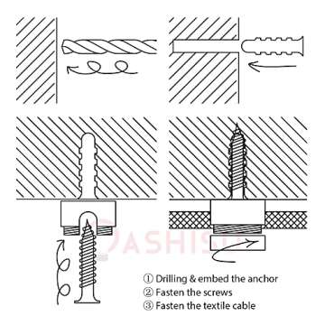 OASHISU Swag Pendant Hook 3 Pack Black Lamp Hook for Fabric Electrical Cord Chandelier Ceiling Lights Wall Fixtures, Textile Cable Wire Holder Clips Management, Cable Clamps, Screw-in Hooks