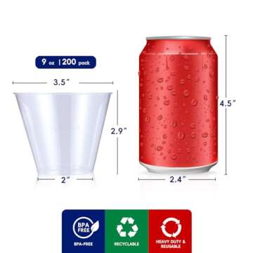 JOLLY CHEF 𝟐𝟎𝟎 𝐏𝐚𝐜𝐤 𝟗 𝐨𝐳 Clear Disposable Plastic Cups, Clear Plastic ...