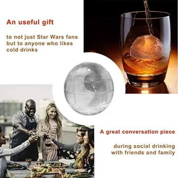 Death Star Ice Cube Mold 6 Pack Silicone Star Wars Ice Molds Sphere Big Ice Ball Maker for Whiskey, Bourbon and Cola (6)