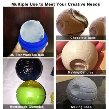 Death Star Ice Cube Mold 6 Pack Silicone Star Wars Ice Molds Sphere Big Ice Ball Maker for Whiskey, Bourbon and Cola (6)