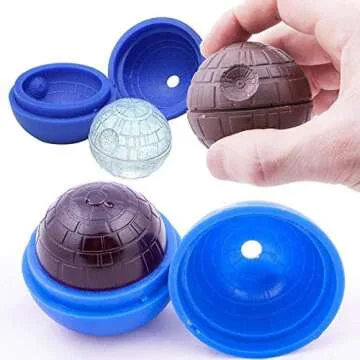 Death Star Ice Cube Mold 6 Pack Silicone Star Wars Ice Molds Sphere Big Ice Ball Maker for Whiskey, Bourbon and Cola (6)