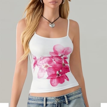 Y2k Vintage Floral Cami Tank Top for Women