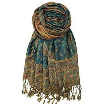 Achillea Soft Silky Reversible Paisley Pashmina Shawl Wrap Scarf w/Fringes