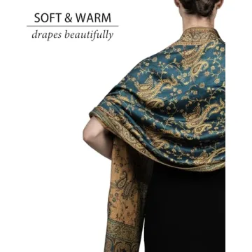 Reversible Paisley Pashmina Shawl in Dark Seagreen