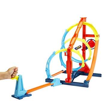 Hot Wheels Toy Car Track Set, Track Builder Unlimited Corkscrew Twist Kit Playset & 1:64 Scale Vehicle, 2 Ways to Race, Connects to Other Tracks