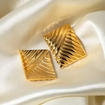 Trendy Gold Rectangle Drop Earrings for Women