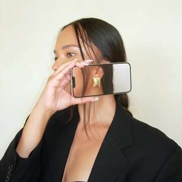 Trendy Gold Rectangle Drop Earrings for Women