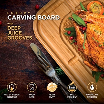 Large Meat Carving Board with Juice Groove for Serving