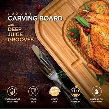 Large Meat Carving Board with Juice Groove for Serving