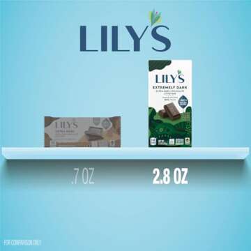 LILY'S Extremely Dark Extra Dark Chocolate Style No Sugar Added, Sweets Bars, 2.8 oz (12 Count)