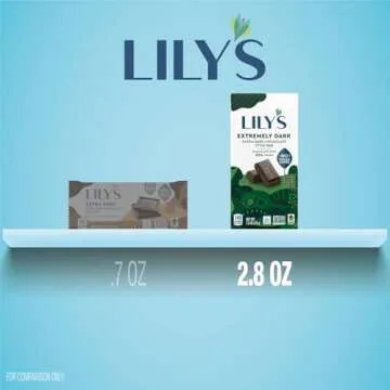 LILY'S Extremely Dark Extra Dark Chocolate Style No Sugar Added, Sweets Bars, 2.8 oz (12 Count)