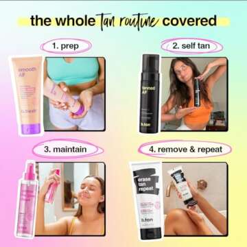b.tan + Glow Self Tanner Bundle | Self Tanner Mousse for Fastest, Darkest Tan with Face + Body Gradual Self Tan Mist Plus Self Tanning Mitt