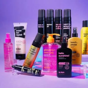 b.tan + Glow Self Tanner Bundle | Self Tanner Mousse for Fastest, Darkest Tan with Face + Body Gradual Self Tan Mist Plus Self Tanning Mitt