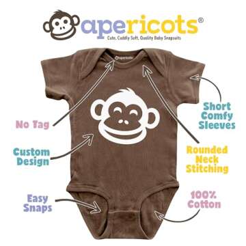 Apericots Super Soft Cotton Blank Plain Comfy Baby Short Sleeve Bodysuit Brown 12 Months