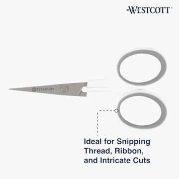 Westcott 4" Embroidery Scissors with Titanium-Bonded Blades for Crafting, Sewing & More (White/Gray)