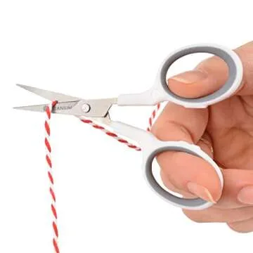 Westcott 4" Embroidery Scissors with Titanium-Bonded Blades for Crafting, Sewing & More (White/Gray)