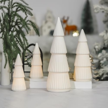 Ceramic Christmas Tree Set with Light for Holiday Elegance