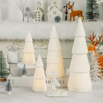 Ceramic Christmas Tree Set with Light for Holiday Elegance