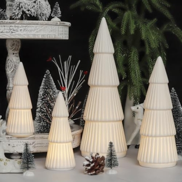Ceramic Christmas Tree Set with Light for Holiday Elegance