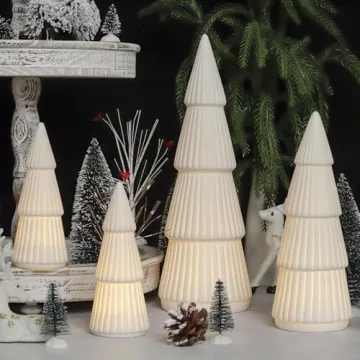 Ceramic Christmas Tree Set with Light for Holiday Elegance