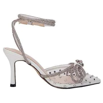 Stylish VETASTE Double Bow Crystal Heels for Weddings