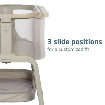 Maxi-Cosi Iora Baby Bassinets Bedside Sleeper, Portable Bassinet, Infant Bedside Sleeper Crib, Height Adjustable, Breathable Mesh, Large Storage Basket, Classic Oat