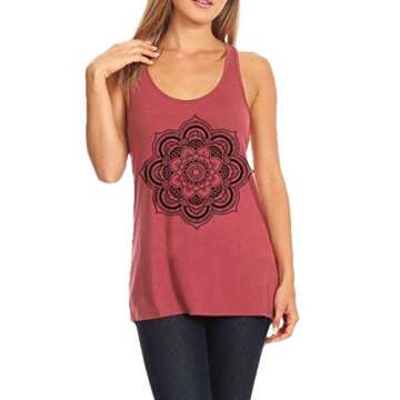Wildflower Tank Tops Women Cute Flowers Graphic Tee Camis Loose Workout Yoga Muscle Tops(Red, XL)