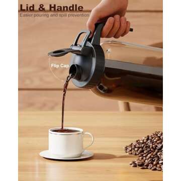 VA1KENE Cold Brew Coffee Maker 64oz, Iced Coffee Maker with 304 Stainless Steel Filter, Mason Jar Pitcher with Lid and Spout (Black)