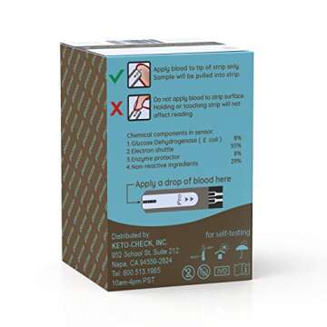 KETO-MOJO Blood Glucose Test Strips, Precision Sugar Measurement for Diabetics, Monitor Your Diabetes & Ketogenic Low Carb Diet and Nutritional Ketosis, 50 Strips Work only in Keto-MOJO Meters