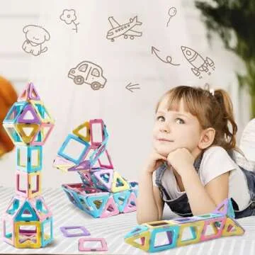Magnetic Tiles 80pcs Set for Kids Creativity and Learning