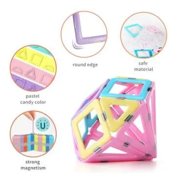 Magnetic Tiles 80pcs Set for Kids Creativity and Learning