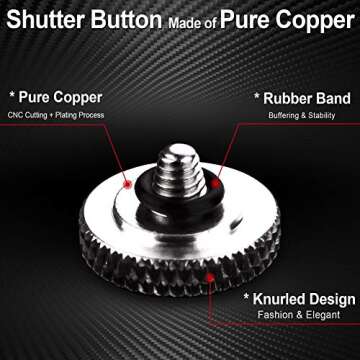 Camera Shutter Button (2 Pack/Silver) Upscale and Delicate Soft Shutter Release Button