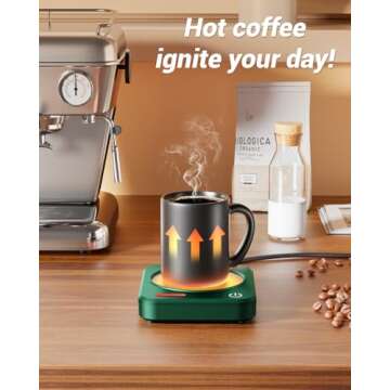 HouseSapp Coffee Mug Warmer for Desk – 3 Temperature Settings, LED Indicator, 4-Hour Auto Shut Off...