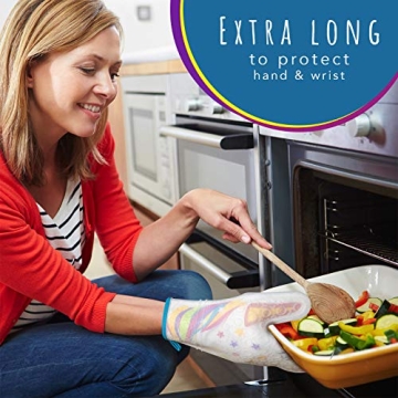 Gears Out Glitter Magic Unicorn Silicone Oven Mitt - Funny Oven Mitts - Heat Resistant Kitchen Glove, Soft Silicone, Quilted Fabric Lining